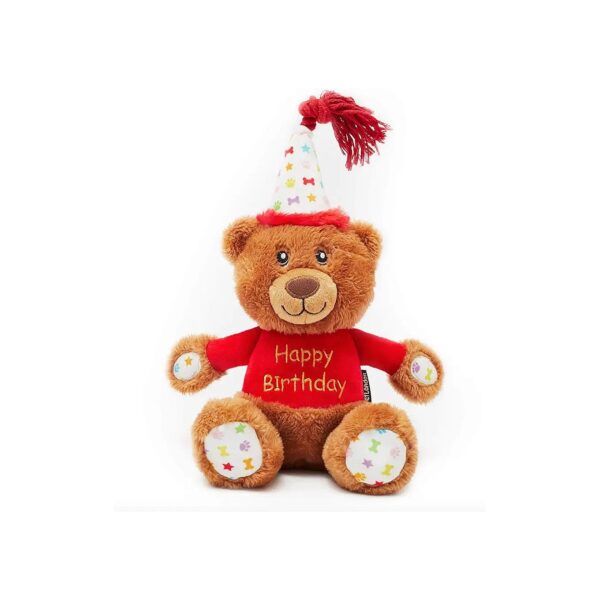 Teddy Bear Gift for Dogs with Soft Plush, Squeaker, and Embroidered Message