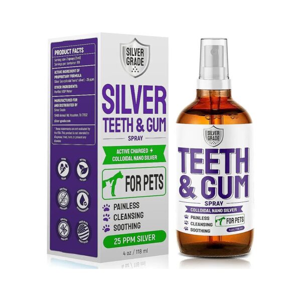 Teeth and Gum Silver Spray for Cats and Dogs Natural Dental Care