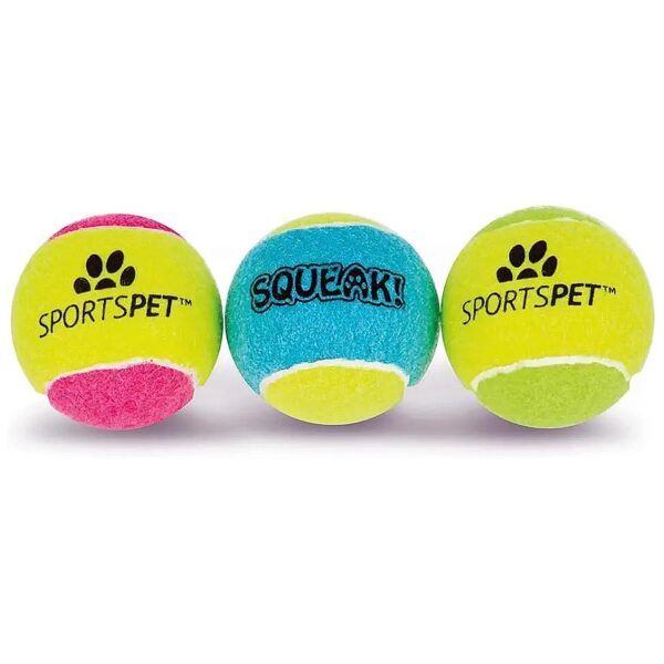 Tennis Balls for Dogs Yellow Rubber 3 Pack Squeak