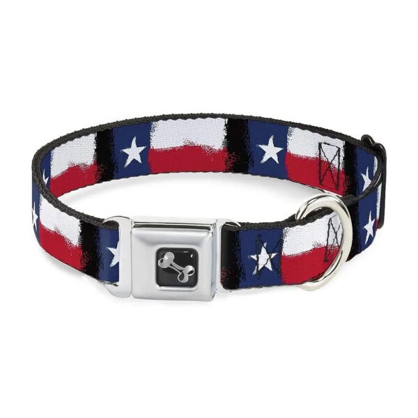 Texas Flag Painting Dog Collar with 1 Inch Wide Design and Durable Steel Closure