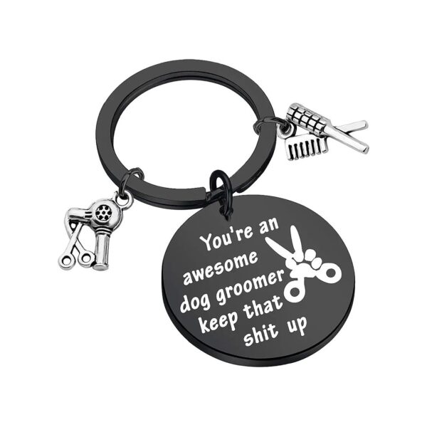 Thank You Gift for Dog Groomer Pet Grooming Engraved Keychain