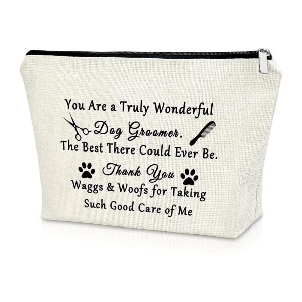 Thank You Gift for Dog Groomer, Pet Stylist, or Pet Hairdresser, Cosmetic Bag with Quotes