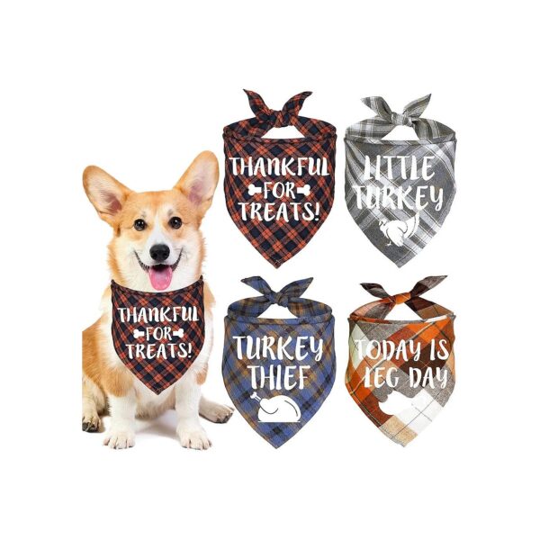 Thanksgiving Day Dog Bandanas 4 Pack for Small Medium Large Dogs Holiday Outfit for Pets