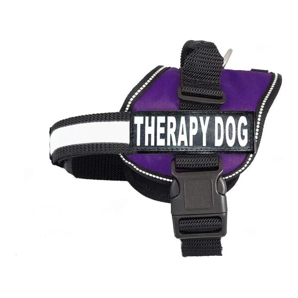 Therapy Dog Harness with Removable Reflective Patches Purple Striped Size 30-42