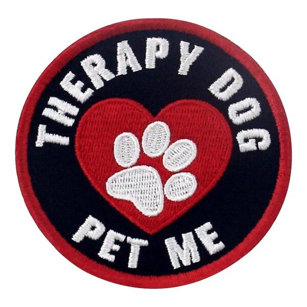 Therapy Dog Pet Me Embroidered Badge with Hook Tape Backing