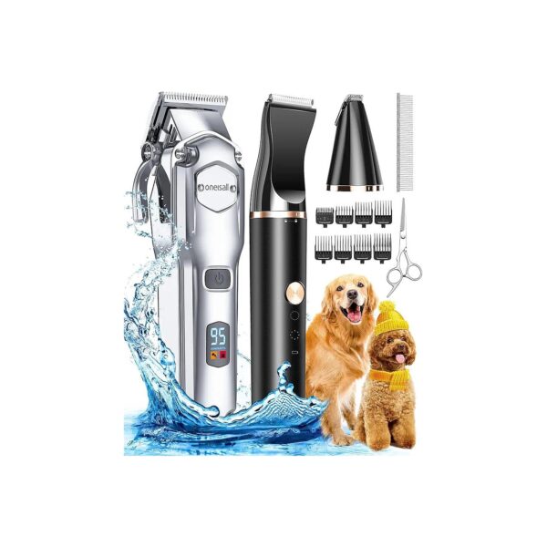 Thick Coat Dog Grooming Kit with Low Noise Cordless Pet Shaver and Stainless Steel Blade