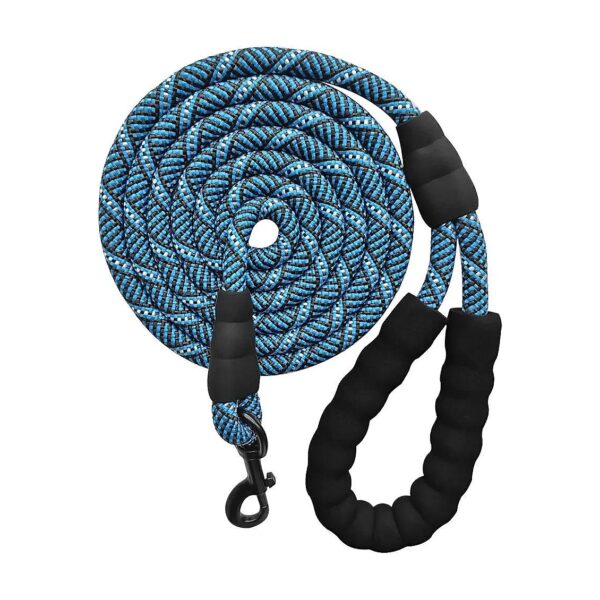 Thick Nylon 7FT to 10FT Dog Leash with Ergonomic Foam Handle for Outdoor Training Blue