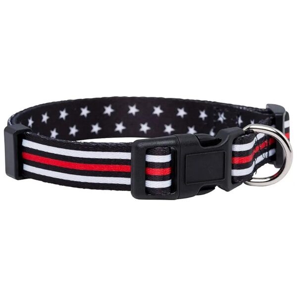 Thick Red Line Dog Collar with Secure Metal D-Rings and Adjustable Size for Small Dogs