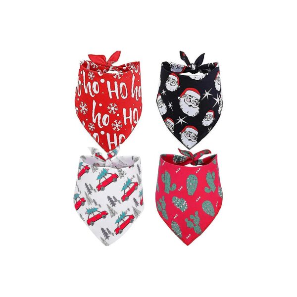 Thin Polyester Christmas Dog Bibs Triangle Pet Scarf for Large Dogs