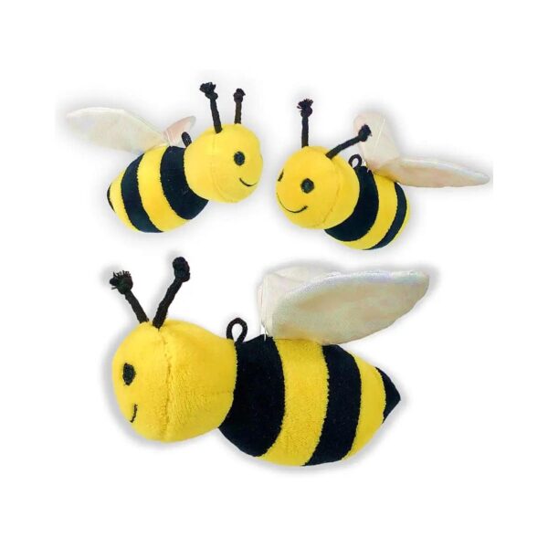 Three Count Plush Squeaker Crinkle Bee Toys for Dogs and Their Best Friends