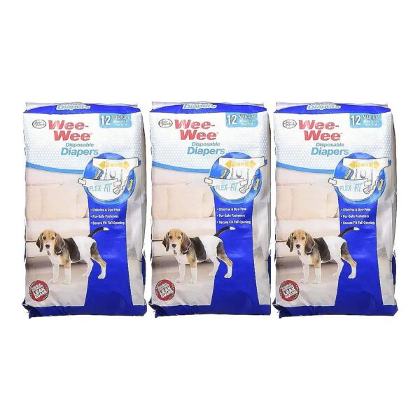 Three-Pack Disposable Dog Diapers for Medium Dog Owners