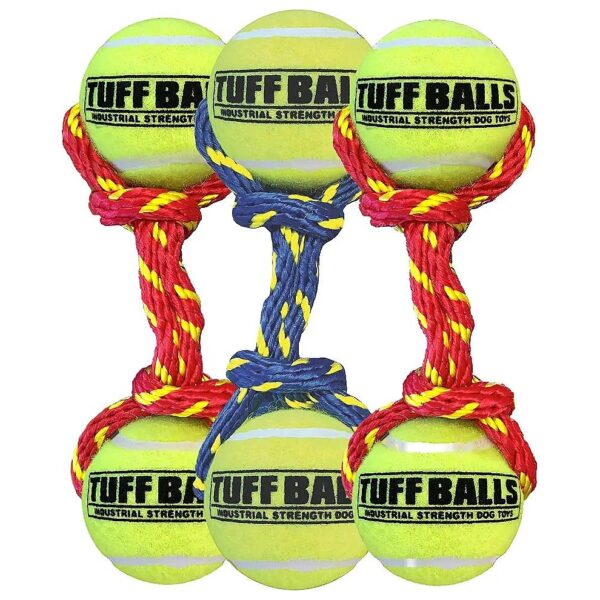 Three-Piece Set of Heavy Duty Braided Rope and Tennis Ball Dog Toys for Long-Lasting Play