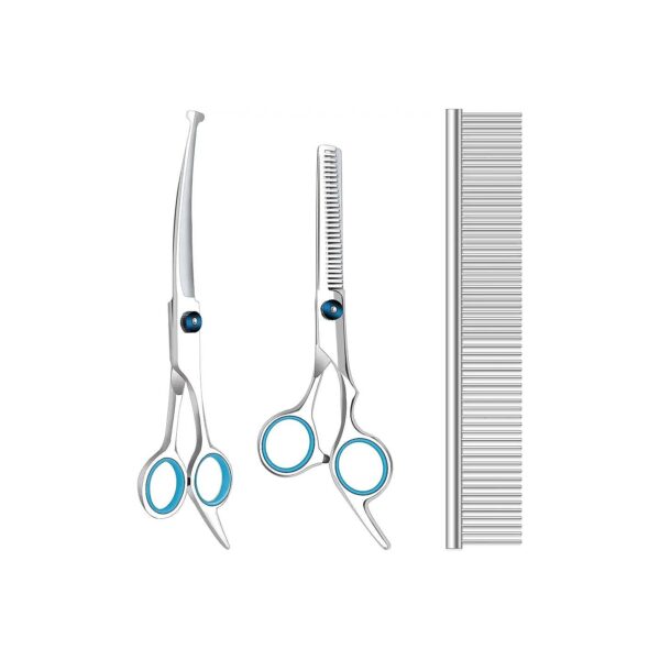 Titanium Dog Grooming Scissors Kit with Safety Tips for Dogs and Cats