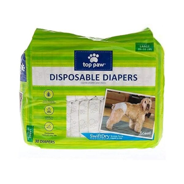 Top-Quality Disposable Dog Diapers for Large Dogs, 30 Pack, Adjustable Closure