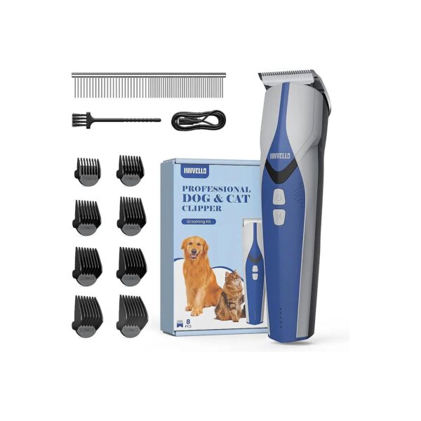 Top-Quality Dog Grooming Clippers with 8 Ceramic Combs and Easy Cleaning Design