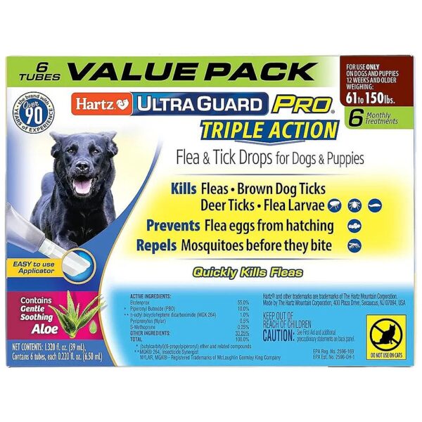 Topical Flea Tick Prevention for Medium to Large Breed Dogs 61-150 Lbs 6 Treatments