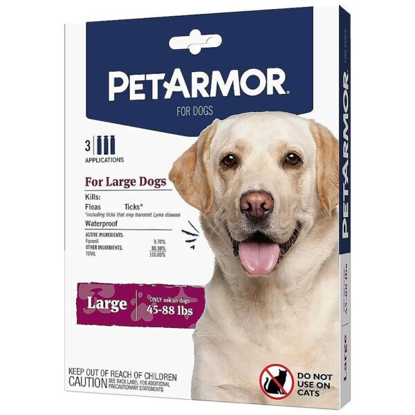 Topical Flea and Tick Treatment for Large Dogs 45-88 Pounds 3 Month Supply