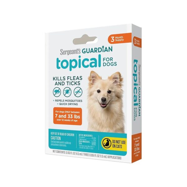 Topical Flea and Tick Treatment for Small Dogs with a Convenient 3-Count Pack