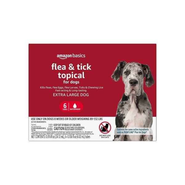 Topical Treatment for Fleas and Ticks, Safe for X-Large Dogs, 6 Count