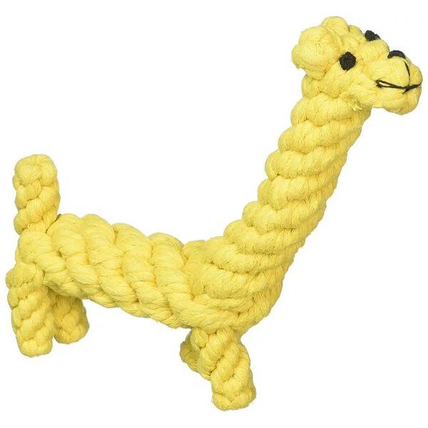 Tough Cotton Rope Yellow Giraffe Teeth Cleaning Chew Toy for Small Medium Dogs