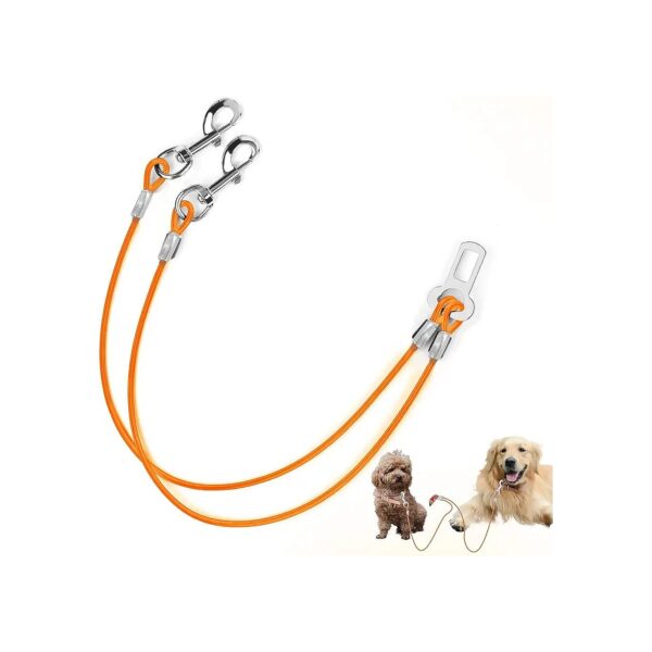 Travel Safe and Comfortable with Your 2 Dogs - Heavy Duty Stainless Steel Dog Seatbelt