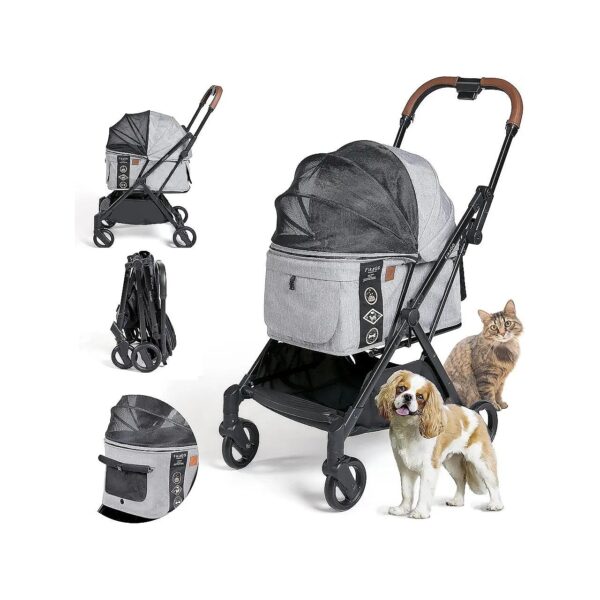 Travel Stroller for Small Pets with High Clearance Design and 44lbs Load Capacity