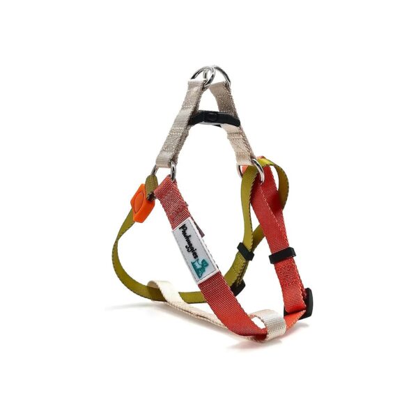 Tri-Color Adjustable Dog Harness for Small Dogs - Red Yellow White Tri-Fold Design