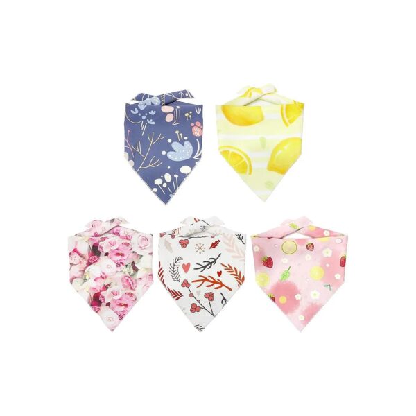 Triangle Dog Bandanas 5PCS Durable Soft Plaid Scarf Bibs for Small Medium Large Dogs Cats