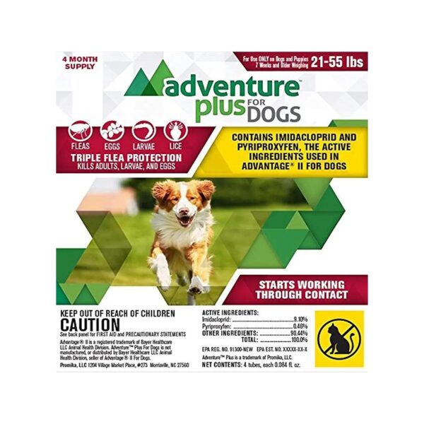 Triple Action Flea Protection for Dogs 21-55lb - 4 Pack