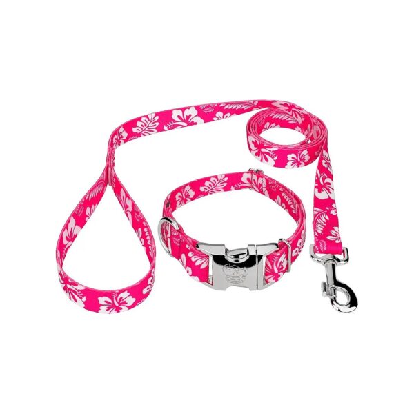 Tropical Pink Hawaiian Dog Leash and Collar Set with 7 Unique Designs