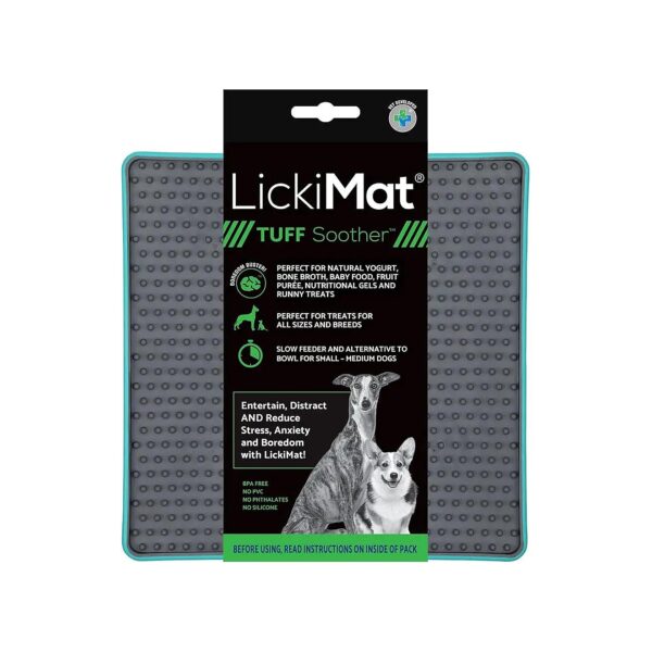 Turquoise Slow Feeder Lick Mat for Dogs, Soothing Anxiety and Boredom Reducer