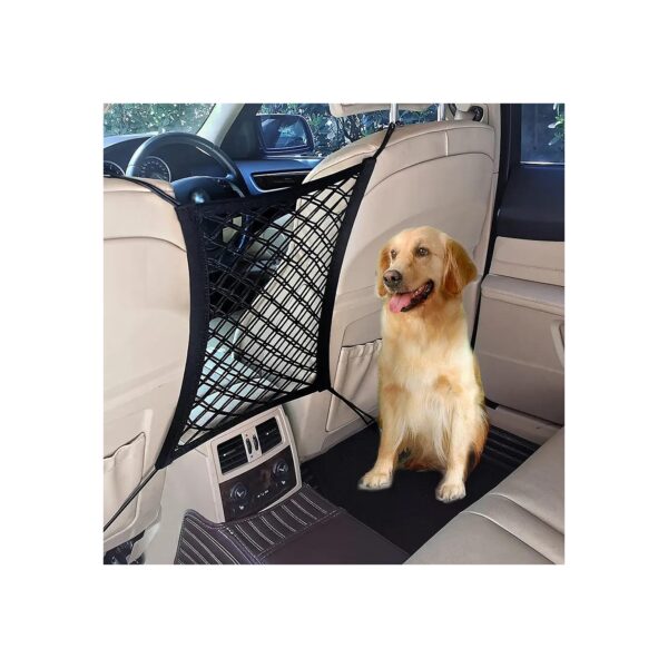 Two Layer Safety Car Divider for Pets and Children with Organizational Mesh Net