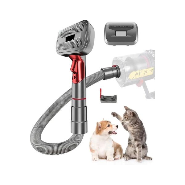 Two-Brush Pet Grooming Vacuum Attachment for Dogs and Cats