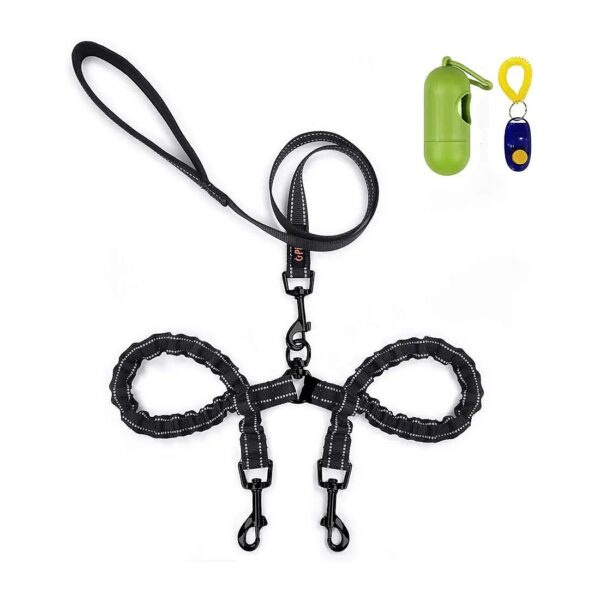 U-Pick Double Dog Leash with Shock Absorbing Bungee for Two Dogs