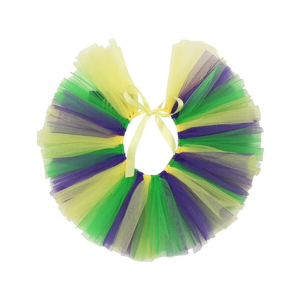 USA Handmade Mardi Gras Purple Yellow Green Mesh Tutu for Small Breed Dogs and Cats