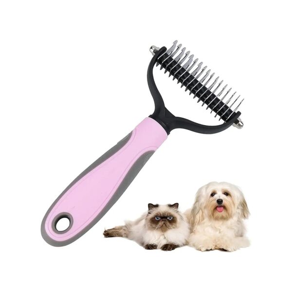 Ultimate Pet Grooming Tool for Dematting, Shedding, and Undercoat Raking with Pink Color