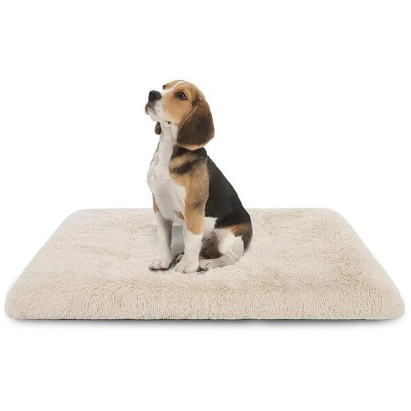 Ultra Soft Dog Bed Mat for Medium Small Dogs Camel Polyester Crate Pad