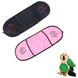 Ultra Soft and Absorbent Dog Towel for Quick Drying with Hand Pockets for Easy Cleanup