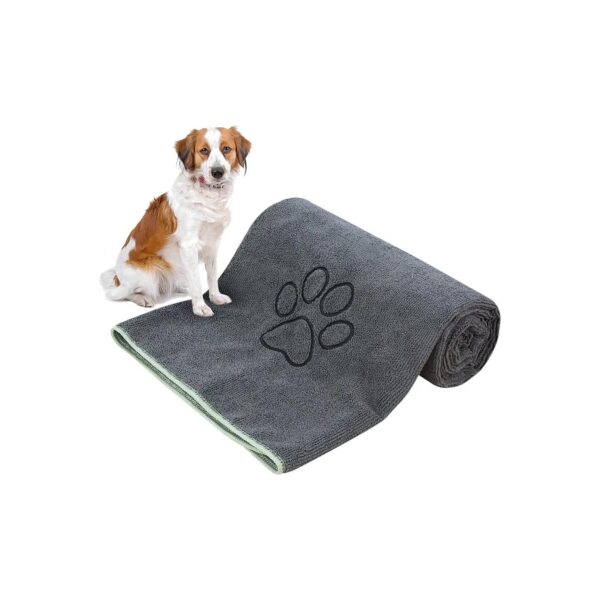 Ultra Soft and Absorbent Pet Bath Towel with Grey 30x50 Inch Size for Dogs and Cats