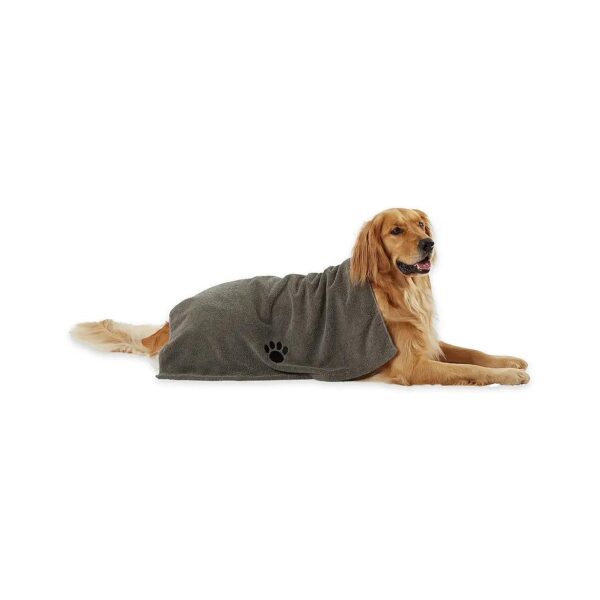 Ultra Softer Microfiber Pet Towel for Dry Pets, 41x5, Embroidered Gray