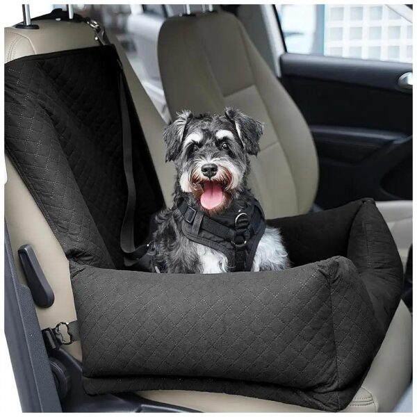 Ultra-Comfy Dog Car Seat for Small Breeds with Adjustable Safety Leash