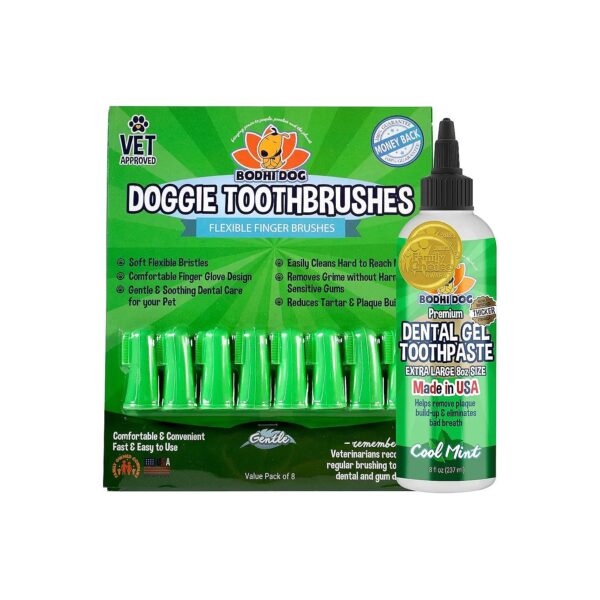 Ultra-Gentle Dog Toothbrush with Silicone Bristles and Dental Gel for Oral Health