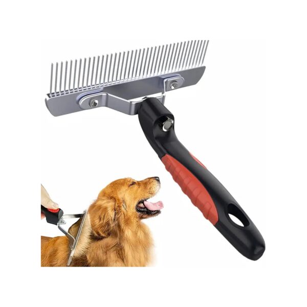 Undercoat Rake for Dogs Long Tooth Grooming Brush with Steel Teeth