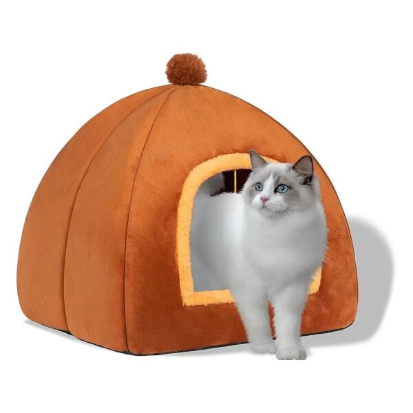 Unique 2-in-1 Cat Bed with Removable Pillow and Storage-Friendly Design