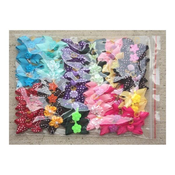 Unique 4-Corner Design Dog Hair Bows Variety Pack of 50