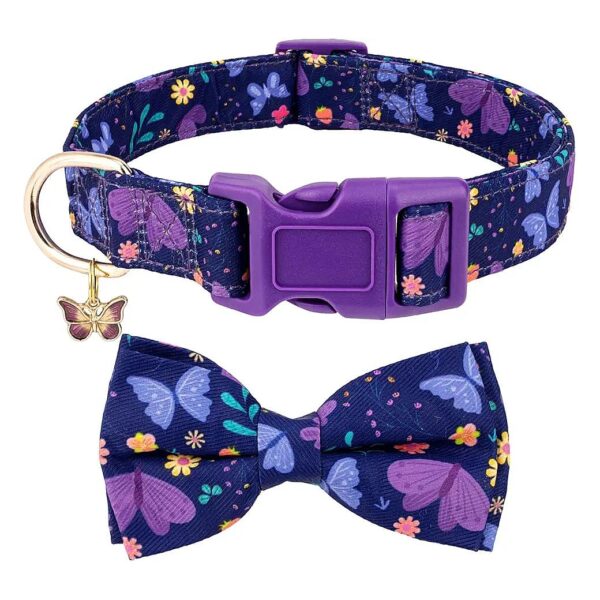 Unique Dog Collar with Butterfly Pattern and Adjustable Buckle for Male Female Dogs