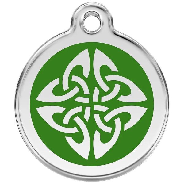 Unique Green Celtic Knot ID Tag Custom Engraved Stainless Steel Enamel Dog Tag