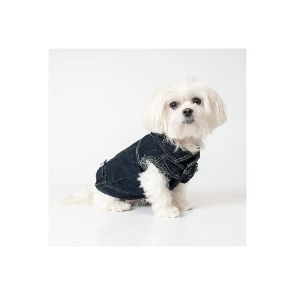 Unique Navy Blue Fashion Jean Jacket for Midsized to Large Dogs