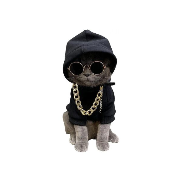 Unique Pet Costume Three-Piece Set with Necklace and Sunglasses for Small Cats and Dogs