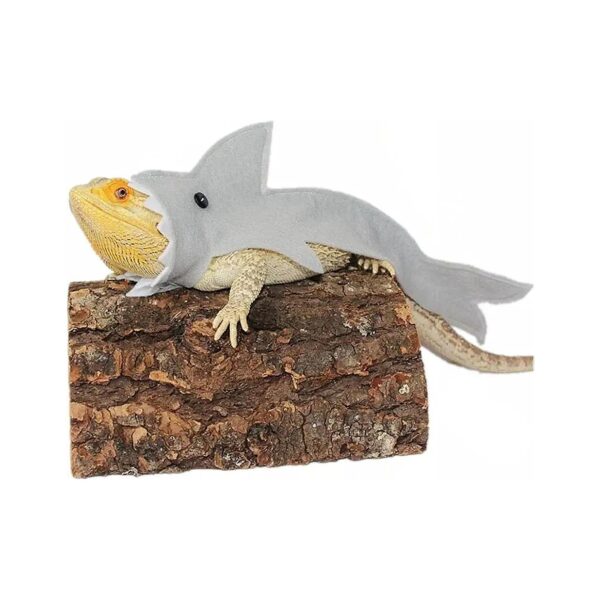 Unique Shark Shark Costume for Bearded Dragon Lizard Wrap Velcro Neck Size 3 inches